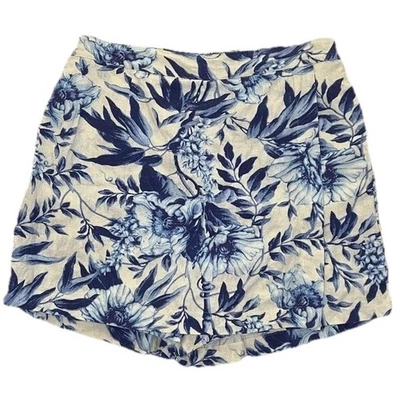 Ellen Tracy Skort льняной цветочный синий белый тропический размер средний повседневный - Изображение 1 из 4