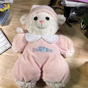 1993 Morgan Little Sleepy Eyes Lamb Sheep Plush Pink Stuffed Animal - Picture 1 of 10