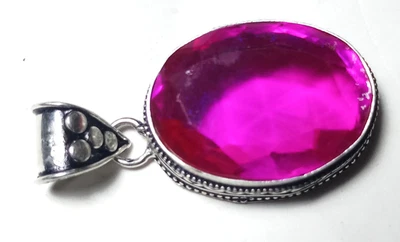 Colgante hecho a mano de piedras preciosas de turmalina rosa hidro talla 2 pulgadas Foto 1 de 4