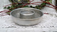 Vintage French Round BAKING CAKE MOLD Rum Baba Tin Ring Rustic Kitchen Decor