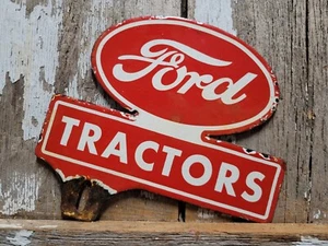 VINTAGE FORD PORCELAIN SIGN TRACTOR PLATE TOPPER FARMING EQUIPMENT DEALER SALES - Picture 1 of 24