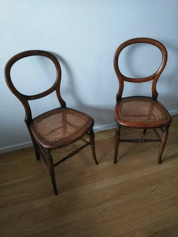 Caned Balloon Back Café Chairs a Vintage Pair Cover