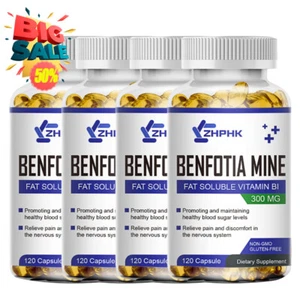 Benfotiamine 300mg, 120/240/480 Veg Capsules, Fat Soluble Thiamine Vitamin B1 - Picture 1 of 12