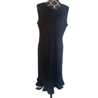 Vestido recto minimalista sin mangas Donna Ricco dobladillo con volantes talla 14 negro neutro Foto 1 de 4