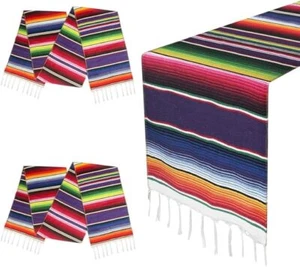 14" x 108" Hand Woven Mexican Table Runner For Cinco de Mayo Fiesta Party Decor - Picture 1 of 14