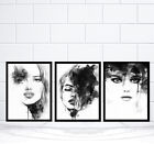 3 x Girl Woman Black and White Watercolour Dreamer Poster Prints Art A3 Unframed