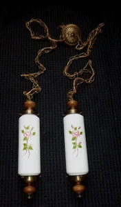 Accesorio de Luz Doble Swag Virden Años 50 Pintado Rosas Rosas Rosa Hollywood Regency - Imagen 1 de 12