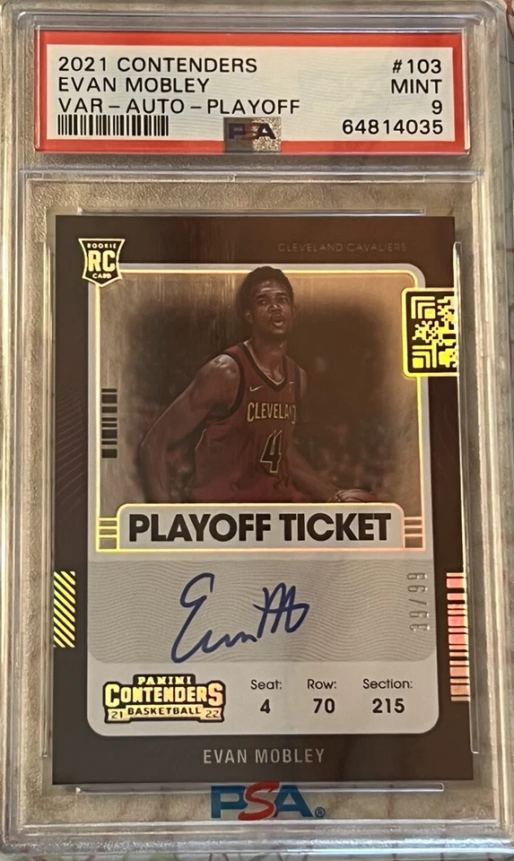 2021-22 Contenders Evan Mobley RC Auto VARIATION PLAYOFF TICKET/99 PSA 9 MINT - Image 1 of 1