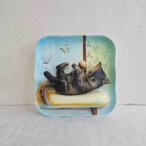 Vintage Giappone Napco Quadrato Decorazione Parete Ceramica 3D Guscio Tartaruga & Bianco B4968 - Foto 1 di 11