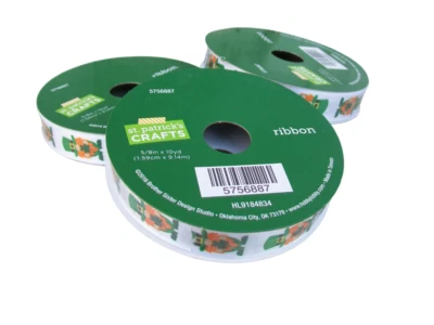 Lot of 3 Rolls St. Patrick's Day Gnome Ribbon 5/8in x 10yds Each - Image 1 of 2