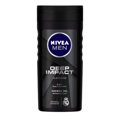 Nivea Men Body Wash, Deep Impact, 3 In 1 Shower Gel With Microfine Clay, 250ml - image 1 of 4