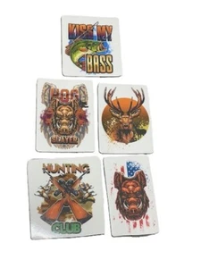 Pegatina de caza niños niños ciervo brillante, rifle, pistola, bajo, pesca, bandera, boro - Imagen 1 de 13