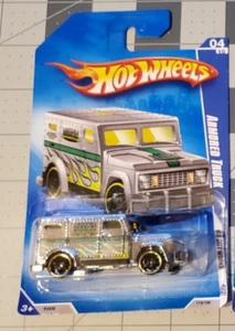 Camión blindado Hot Wheels 2009 cromo plateado 110 de 190 City Works 4/10 nuevo en paquete - Imagen 1 de 4
