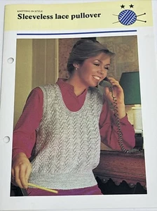 Sleeveless Lace Pullover Women's Knitting Pattern Card - Picture 1 of 4