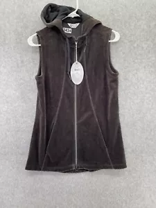 Greg Norman Track ärmelloses Top Hoodie Weste einfarbig grau Größe Small durchgehender Reißverschluss - Bild 1 von 14