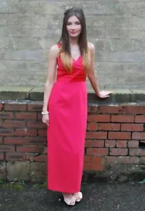 Vintage Dress | Original 1980s Vintage Coral Evening Dress Size 10, 80s fashion - Picture 1 of 3