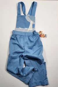 Vintage 70s Overalls Girls Blue 3T Applique Mushroom Boho Woodland Farm Hippie - Picture 1 of 10