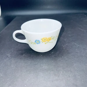 Vintage Pyrex Flirtation Coffee Cup - Yellow & Blue Flowers w/ Blue Butterfly - Picture 1 of 9