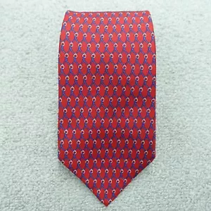 Brooks Brothers Makers Necktie Men's Red Geometric Print Classic Width 100% Silk - Picture 1 of 5