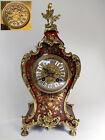 Antique French Boulle Mantel Clock Ormolu Brass and Red Tortoise shell inlaid