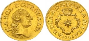 Waldeck-Pyrmont 1/4 Dukat 1761 - Karl August Friedrich 1728-1763 fast St.  90625 - Bild 1 von 1