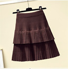 New Women Knitted Korean High Waist  Causal Double Ruffle A-line Mini Skirt