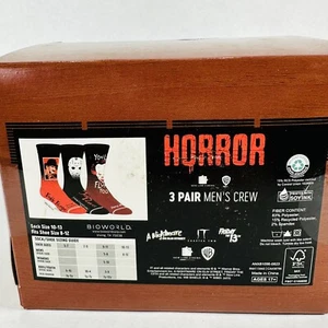 Horrorfilme 3er-Pack Crew-Socken Freddy Jason Pennywise Schuhgrößen 8-12 für Herren - Bild 1 von 8