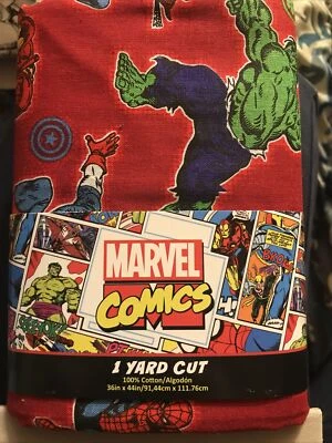 Tela 100 % algodón Marvel Comics 1 yarda rojo cereza 36" x 44" Hulk Iron Man Foto 1 de 2