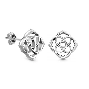 925 Sterling Silver Geometric Knot Interlocking Stud Earring For Women Teen 10mm - Picture 1 of 9