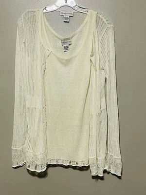 Cárdigan DONCASTER mezcla de lino con camiseta sin mangas 2 piezas talla S. Cottage Career Preppy Foto 1 de 4