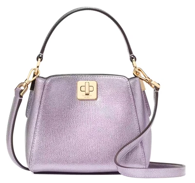 💜Kate Spade Phoebe Bandolera Metálica Mini Mango Superior Púrpura Flor Confitada Nueva con Etiquetas Foto 1 de 4