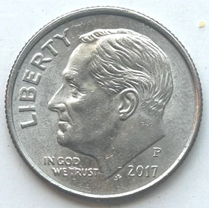 2017P Roos. Dime Die Chips Rev. on Olive LeafTop & Torch Circ Coin Wt 2.24g D68 - Picture 1 of 4