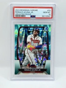 2023 Bowman Chrome - Ronald Acuña Jr. #93 Aqua Raywave Refractor /199 PSA 10 - Picture 1 of 2