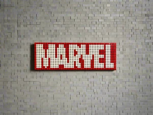 Marvel Logo Pixel Art | LEGO-Compatible Brick Mosaic | Superhero Wall Decor | Ha - Picture 1 of 2