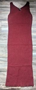BTFBM Women Fall Knit Sweater Dress Bodycon Slit Midi Burgundy Women's Large - Picture 1 of 5