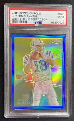 2009 Topps Chrome Chicle Blue Refractor Peyton Manning Colts /50 PSA 9 Mint C40 - Image 1 of 2
