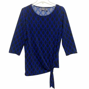 Chicos Travelers Collection Bluse Oberteil Damen Größe M/8 schwarz blau 3/4-Arm - Bild 1 von 9