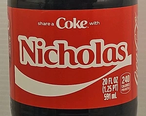 Share A Coke With Nicholas 2025 Personalized Gift Coca-Cola Coke Bottle - Picture 1 of 4