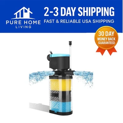Fully Submersible Aquarium Filter with 3-Stage Filtration for Healthy Aquatics - Image 1 of 4