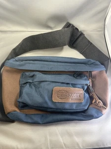 Vintage Eastpak Bauchtasche Gürteltasche Made in USA Wildlederbesatz Navy Braun - Bild 1 von 11