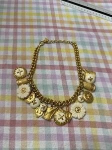 Incredible Karl Lagerfeld 1995 Buttons And Thread Statement Necklace 18” - Picture 1 of 14