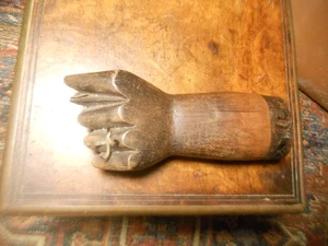 Vintage CARVED HAND arm Brass Fingernails UNUSUAL carved Small figural hand - Picture 1 of 4