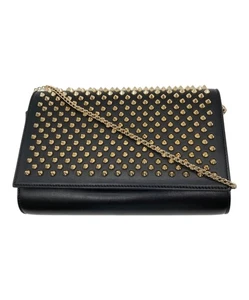 Christian Louboutin Paloma Clutch Shoulder Bag Studs Leather Black 1165081 Auth - Picture 1 of 9