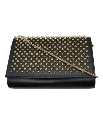 Christian Louboutin Paloma Clutch Shoulder Bag Studs Leather Black 1165081 Auth - Image 1 of 4