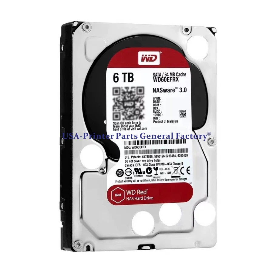 Fits For WD60EFRX WD Red 3.5" 6TB NAS ware 3.0 68L0BN1 68MYMN1 SATA 64MB HDD - Image 1 of 3