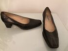 Vera Pelle Miss Donna Black Court Shoes with Stitching Detail - Size 5