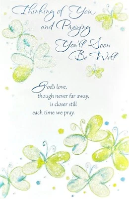 Religious GET WELL Card, God's Love Glitter Butterfly by American Greetings + ✉ - Image 1 of 4