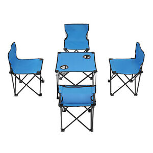 Camping Table and Chair Set 5Pcs Portable Furniture Outdoor Patio Picnic Fishing