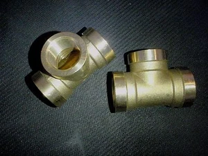 BRASS 3/4" NPT TEE PIPE FITTING # BTE075 - Picture 1 of 1