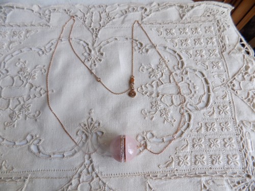 Michael Kors Collana Catena Tono Oro con Tono Rosa & Ciondolo Strass Pavimentazione